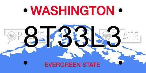 8T33L3 Washington License Plate