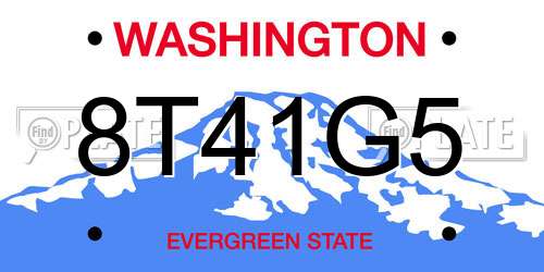 8T41G5 Washington License Plate