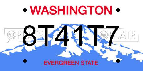 8T41T7 Washington License Plate