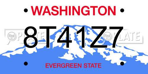 8T41Z7 Washington License Plate