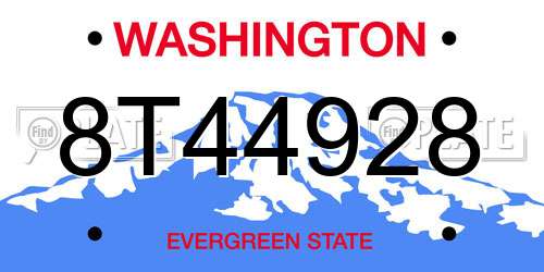 8T44928 Washington License Plate