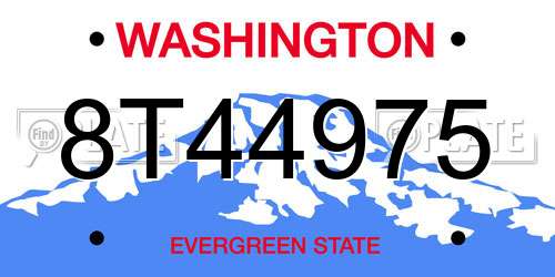 8T44975 Washington License Plate