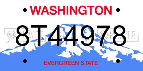 8T44978 Washington License Plate