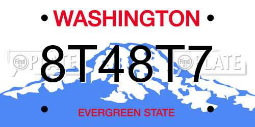 8T48T7 Washington License Plate