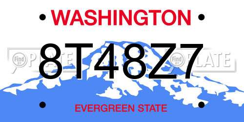 8T48Z7 Washington License Plate