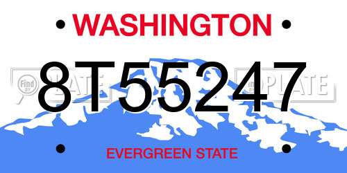 8T55247 Washington License Plate