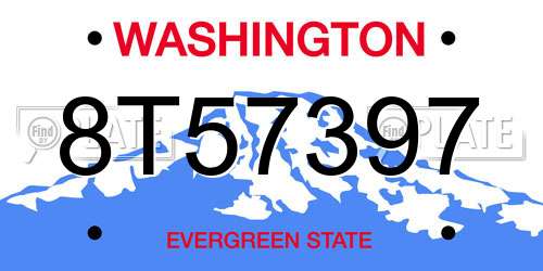 8T57397 Washington License Plate