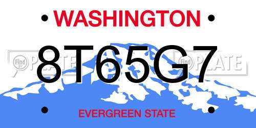 8T65G7 Washington License Plate