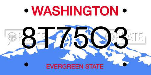 8T75O3 Washington License Plate