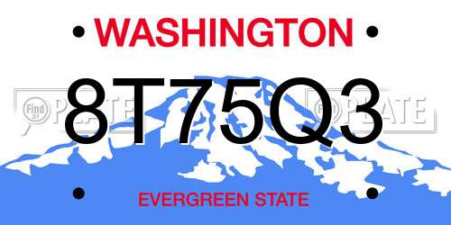 8T75Q3 Washington License Plate