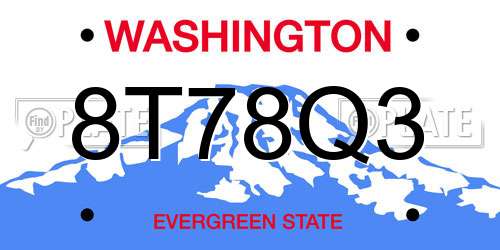 8T78Q3 Washington License Plate