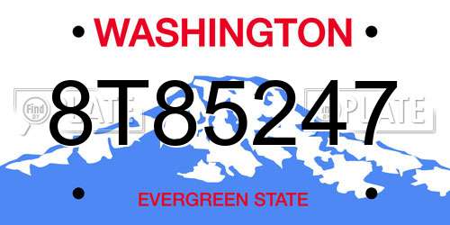 8T85247 Washington License Plate