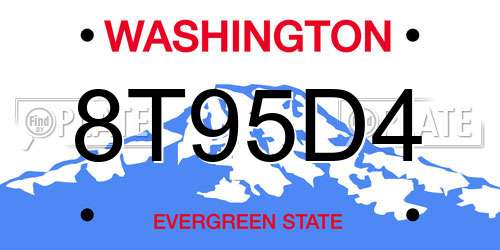 8T95D4 Washington License Plate