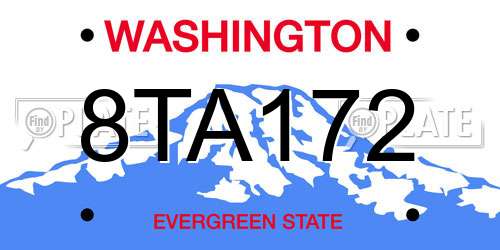 8TA172 Washington License Plate
