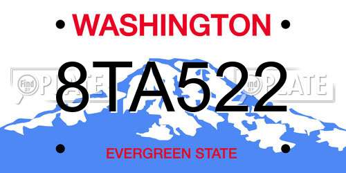 8TA522 Washington License Plate