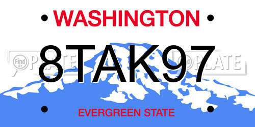 8TAK97 Washington License Plate