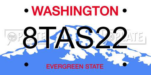 8TAS22 Washington License Plate