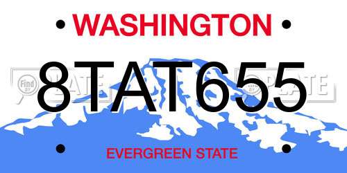 8TAT655 Washington License Plate