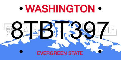 8TBT397 Washington License Plate