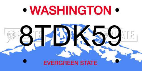 8TDK59 Washington License Plate