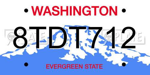 8TDT712 Washington License Plate