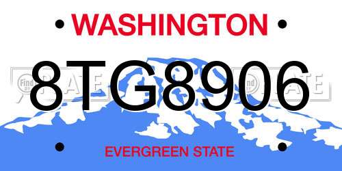 8TG8906 Washington License Plate