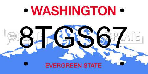 8TGS67 Washington License Plate