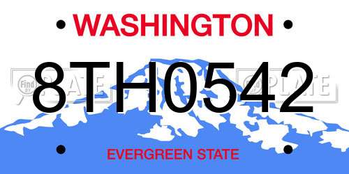 8TH0542 Washington License Plate