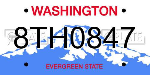 8TH0847 Washington License Plate