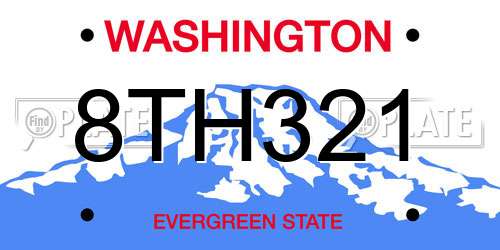 8TH321 Washington License Plate