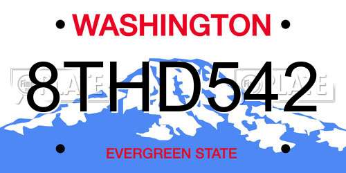 8THD542 Washington License Plate