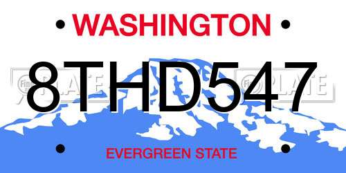 8THD547 Washington License Plate