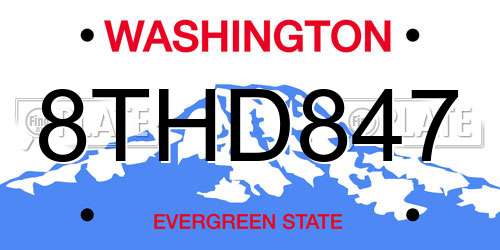 8THD847 Washington License Plate