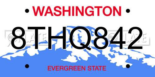 8THQ842 Washington License Plate
