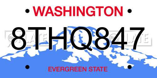 8THQ847 Washington License Plate