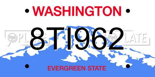 8TI962 Washington License Plate