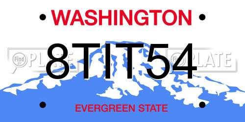 8TIT54 Washington License Plate