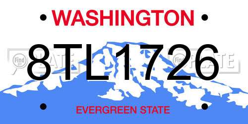 8TL1726 Washington License Plate