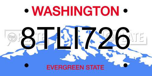 8TLI726 Washington License Plate