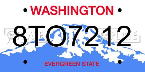 8TO7212 Washington License Plate