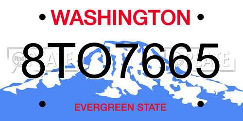8TO7665 Washington License Plate
