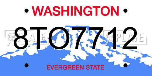 8TO7712 Washington License Plate