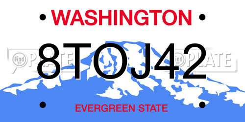 8TOJ42 Washington License Plate