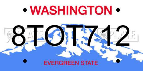 8TOT712 Washington License Plate