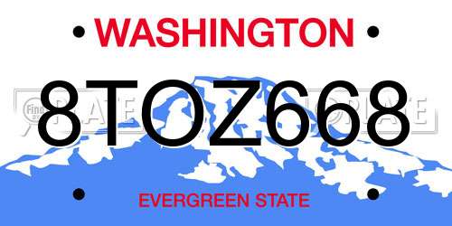 8TOZ668 Washington License Plate