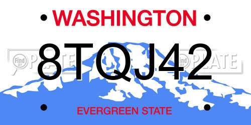 8TQJ42 Washington License Plate