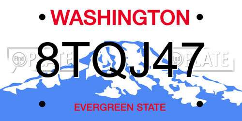 8TQJ47 Washington License Plate