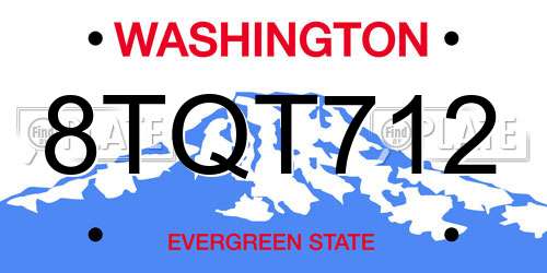 8TQT712 Washington License Plate
