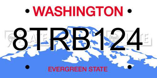8TRB124 Washington License Plate