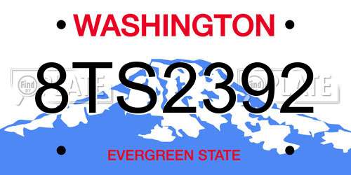 8TS2392 Washington License Plate